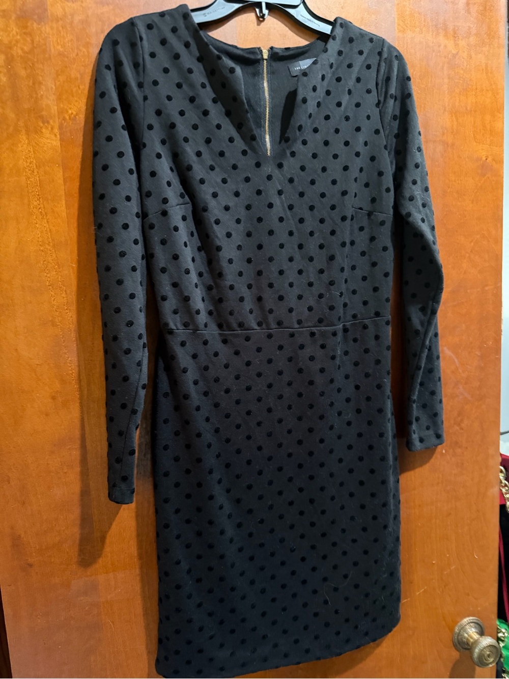 The Limited Black Polka Dot Long Sleeve Sheath Dress